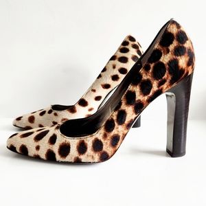 Dolce & Gabbana Animal Print Pony Hair High Heels, Square Toe, Size 40.5 EU/ 9US